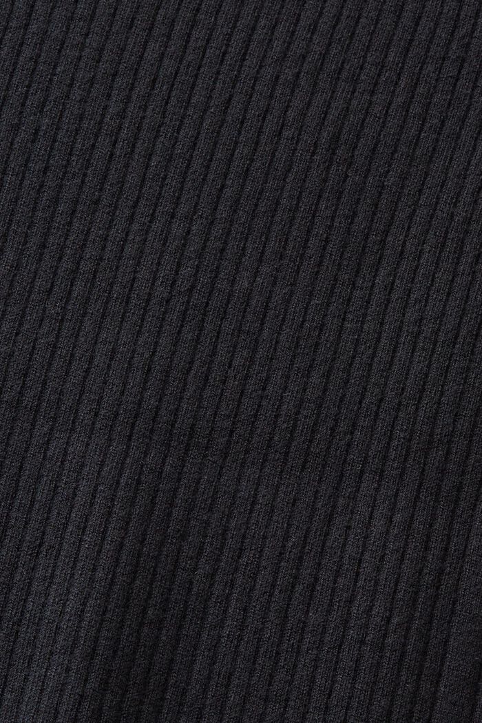 Geribde mini-jurk met polokraag, BLACK, detail image number 5