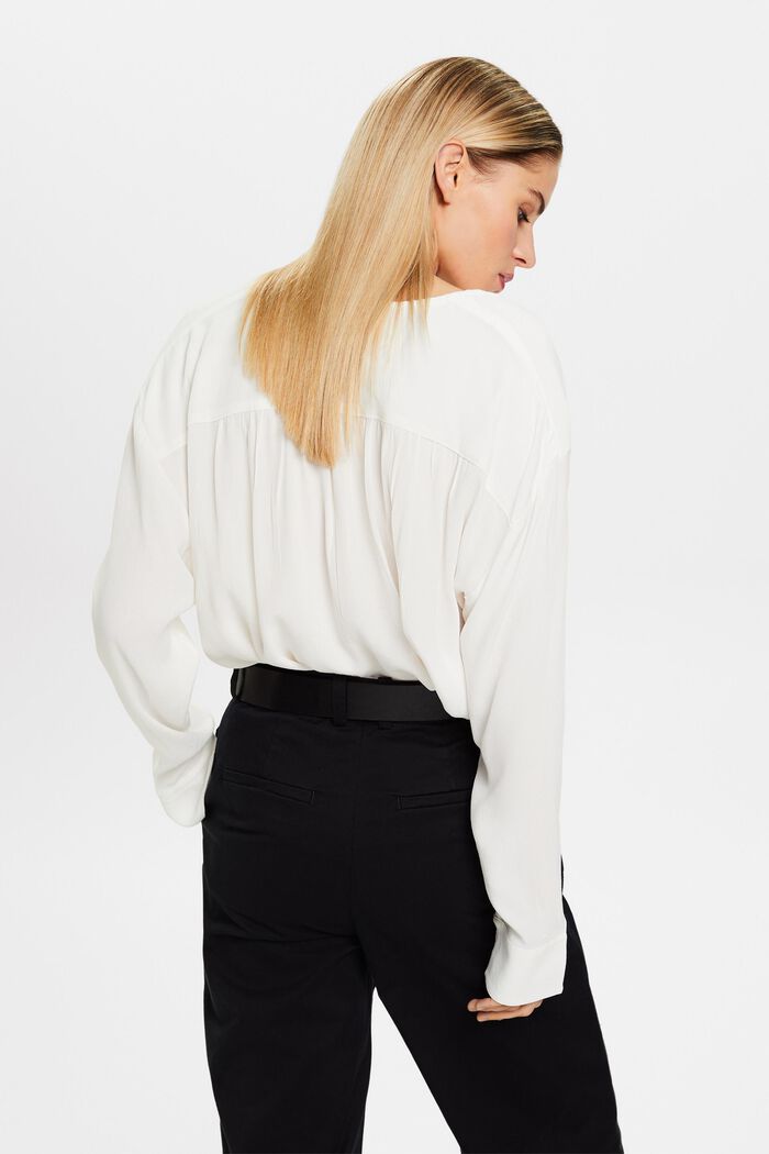 Crêpe blouse met V-hals, OFF WHITE, detail image number 3