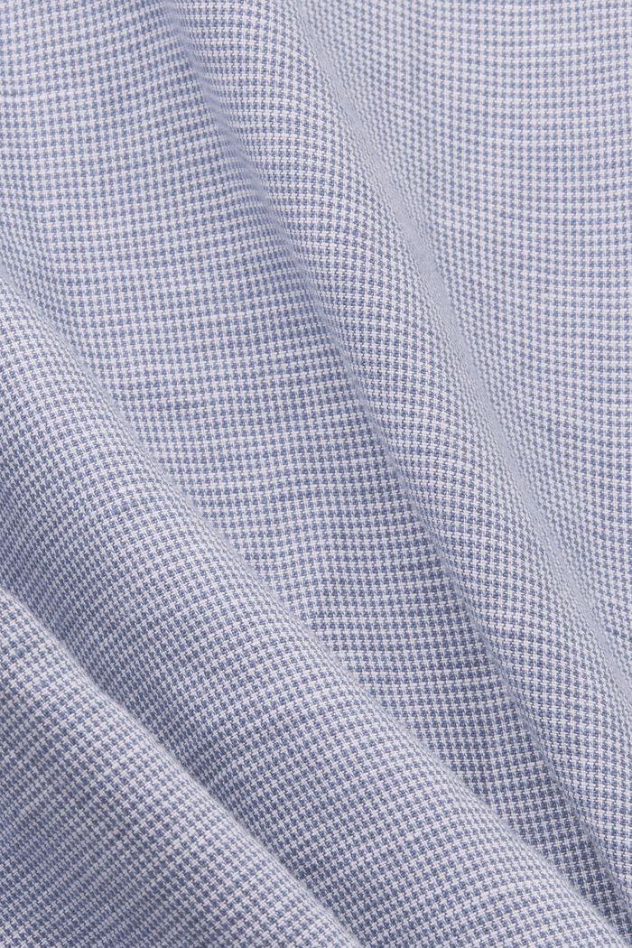 T-shirt à manches courtes en lin mélangé animé d’un motif pied-de-poule, BLUE, detail image number 5