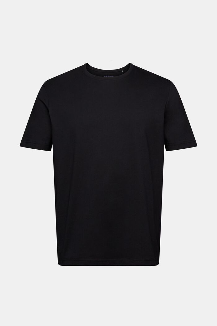 T-shirt van pima katoen-jersey met ronde hals, BLACK, detail image number 5