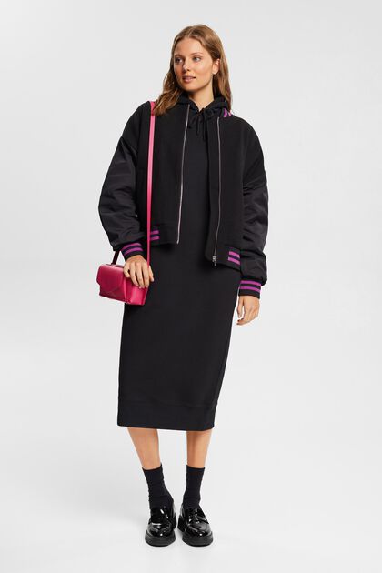 Robe à capuche de coupe allongée, BLACK, overview