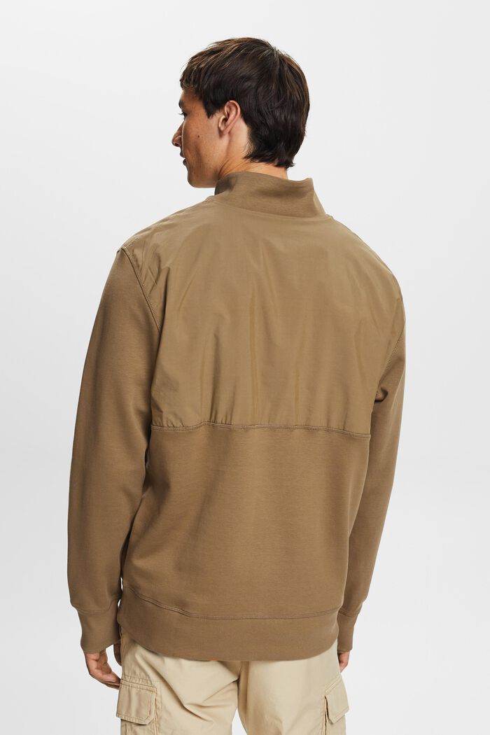 Sweatshirt met een halve rits, van een materiaalmix, BARK, detail image number 3