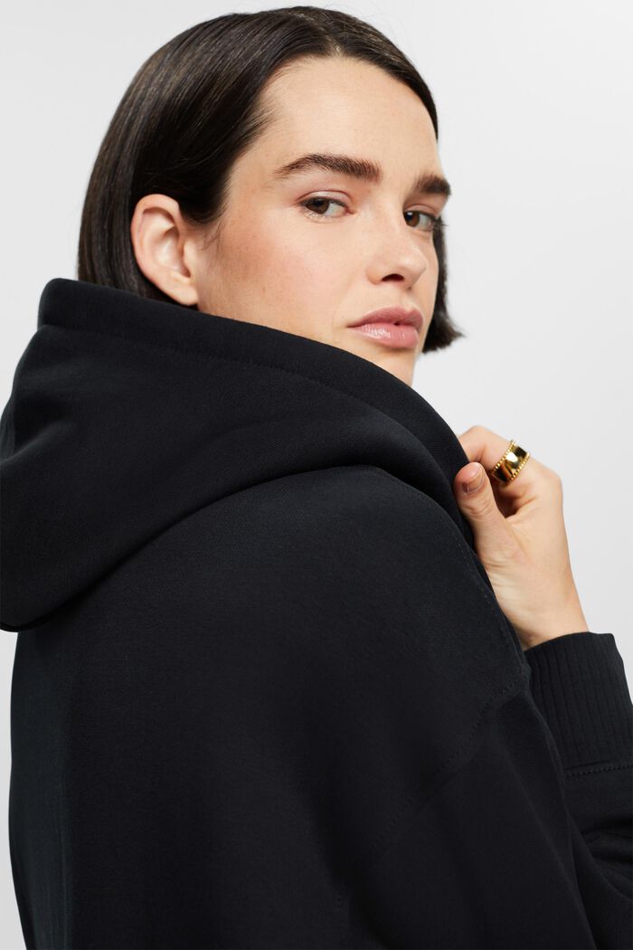 Oversized hoodie van katoenen fleece, BLACK, detail image number 5