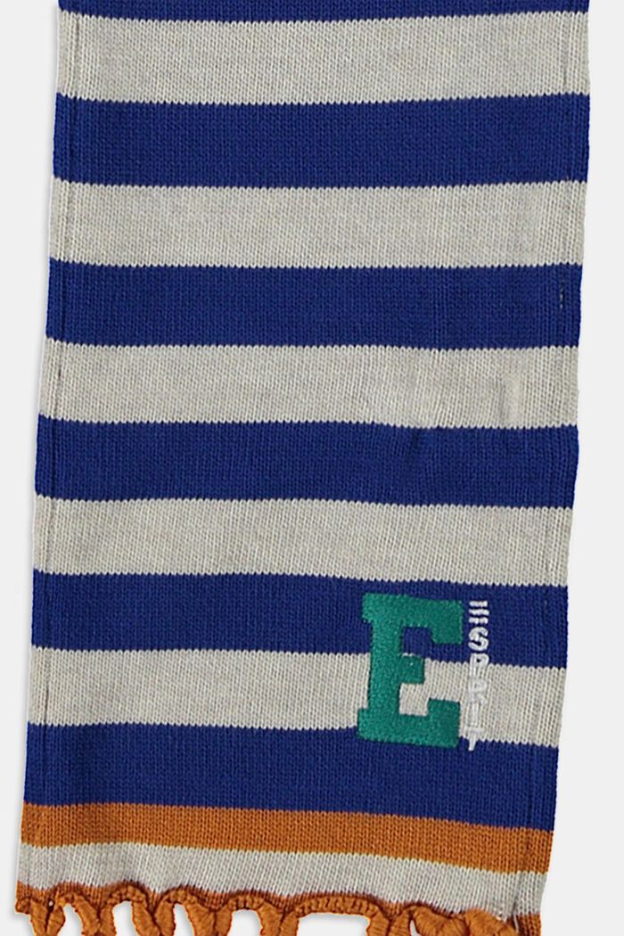 Gestreepte sjaal met franjes, BRIGHT BLUE, detail image number 2