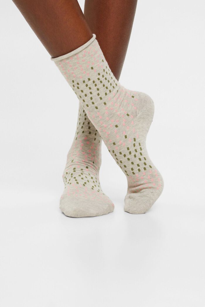 Lot de 2 paires de chaussettes à motif à pois, coton biologique, WHITE/BEIGE, detail image number 1