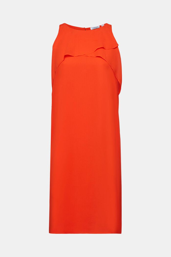 Mouwloze crêpe chiffon mini-jurk, BRIGHT ORANGE, detail image number 7