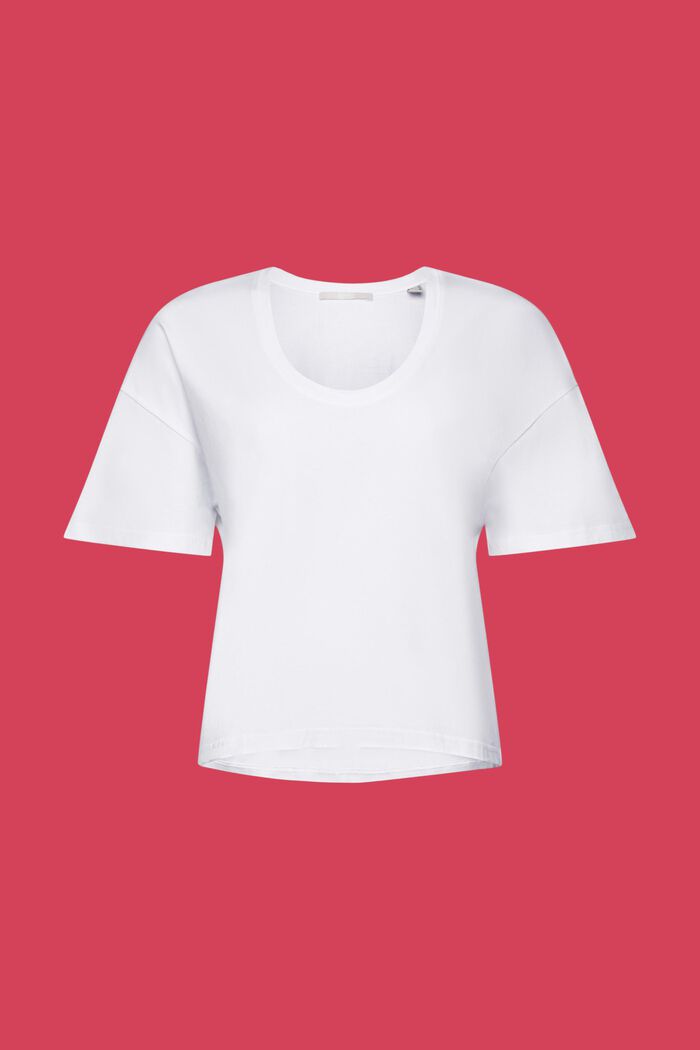 T-shirt de coupe oversize raccourcie, 100 % coton, WHITE, detail image number 5