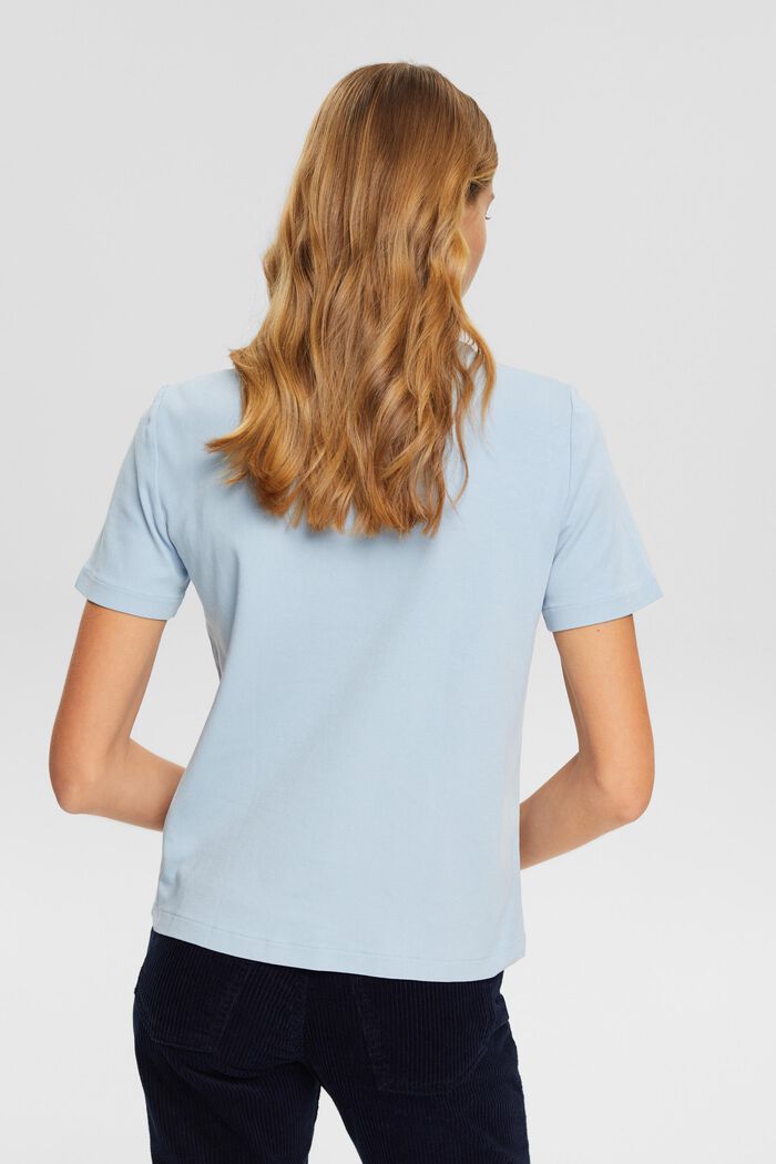 T-shirt en coton biologique orné d’un logo brodé, PASTEL BLUE, detail image number 3