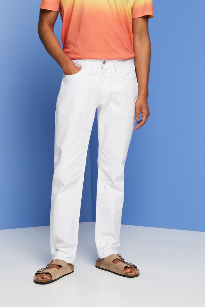 Witte jeans met stretch, WHITE, detail image number 0