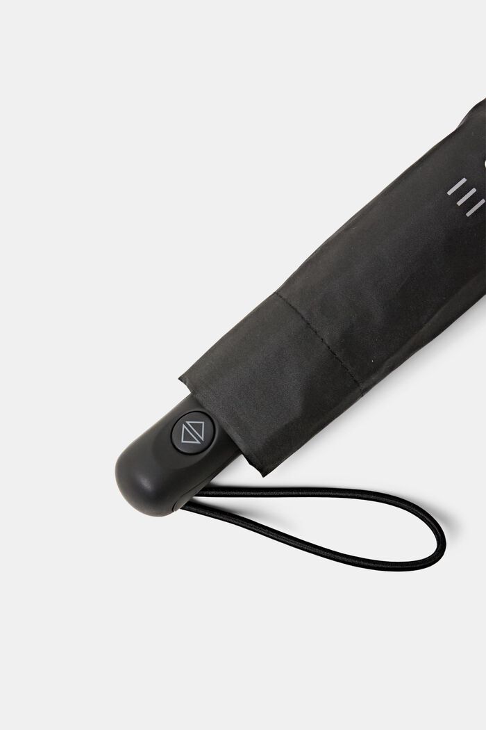 Opvouwbare, zwarte easymatic slimline paraplu, ONE COLOR, detail image number 0
