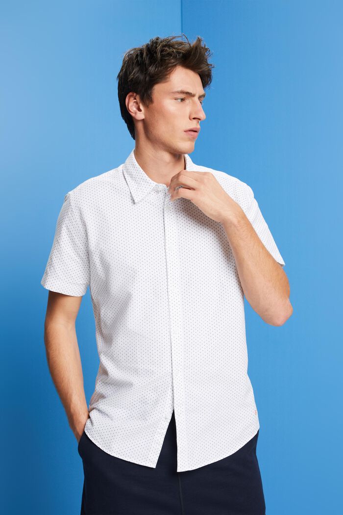 Buttondown-overhemd met print, WHITE, detail image number 0