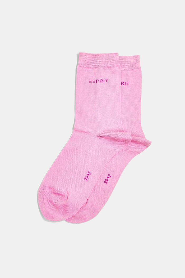 Set van 2 paar sokken met gebreid logo, organic cotton, ORCHID, detail image number 0
