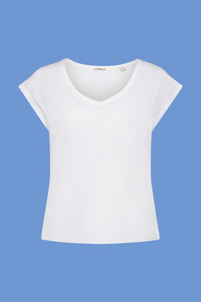 T-shirt met V-hals, 100% katoen, WHITE, detail image number 6