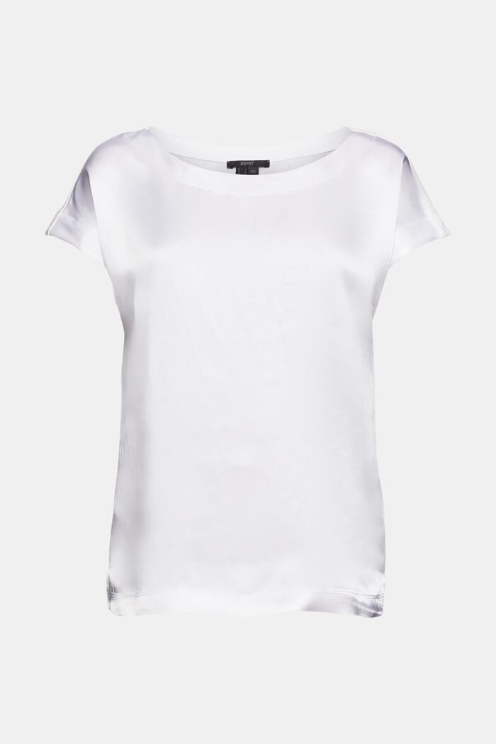 T-shirt en mélange de matières, LENZING™ ECOVERO™, WHITE, overview
