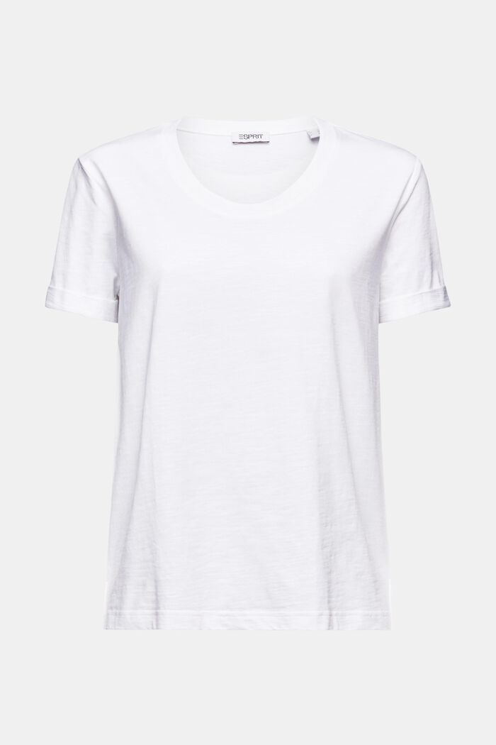 T-shirt van slubkatoen met ronde hals, WHITE, detail image number 5