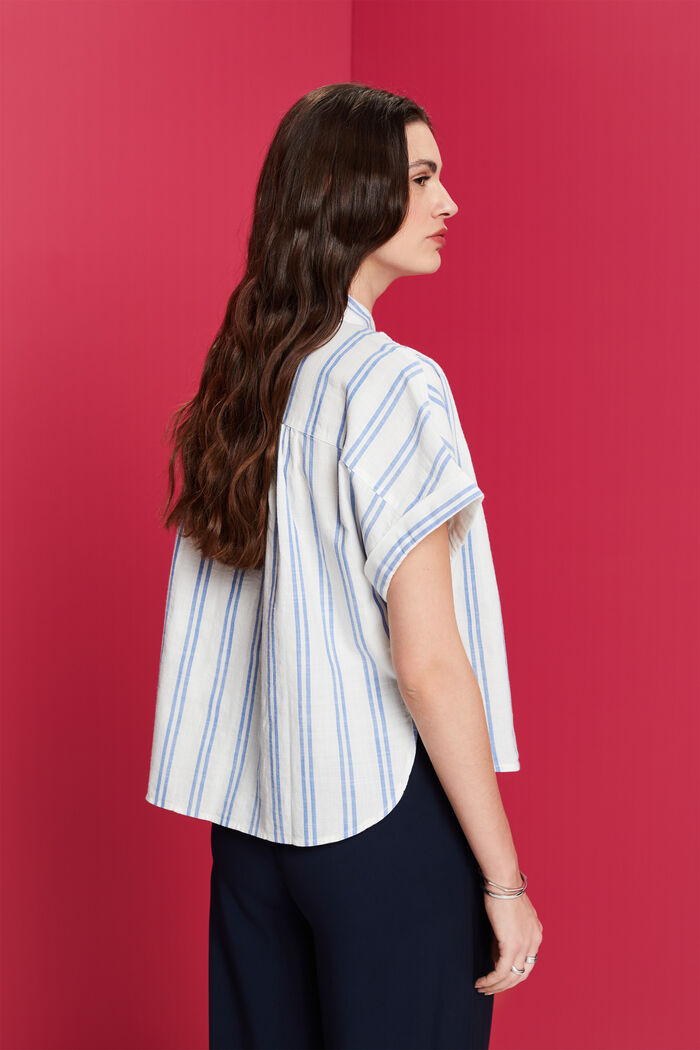 Gestreepte blouse met korte mouwen, 100% katoen, OFF WHITE, detail image number 3