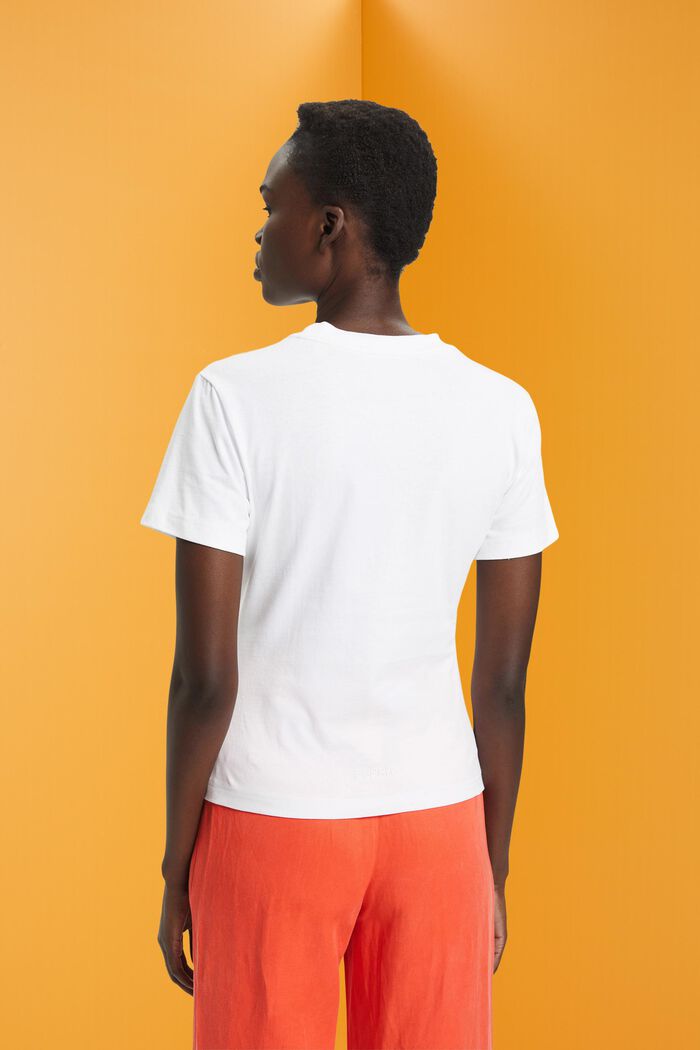 Katoenen T-shirt met geborduurd hartmotief, WHITE, detail image number 3