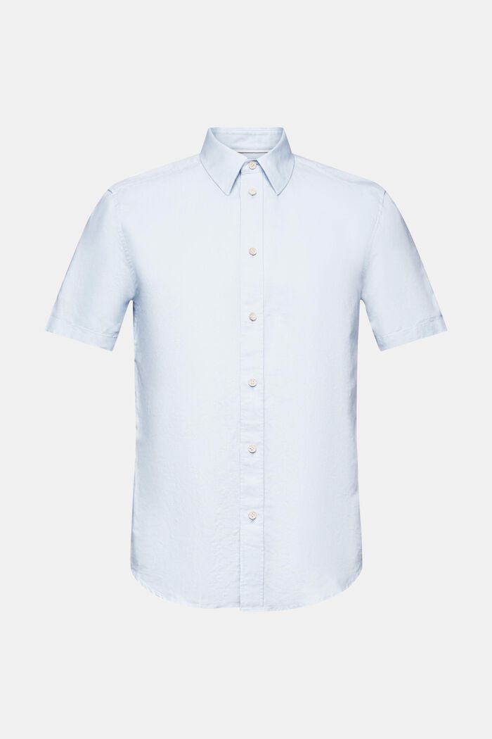 Overhemd met korte mouwen van katoen en linnen, LIGHT BLUE, detail image number 6
