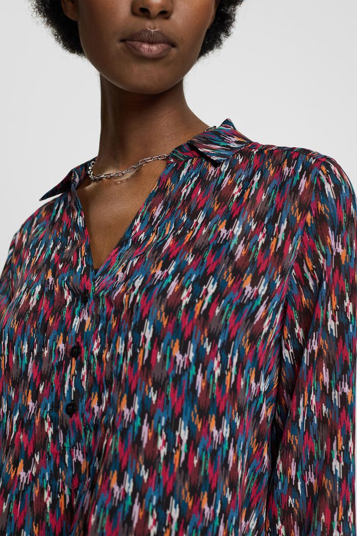 Chiffon blouse met motief en glittereffect, BLACK, detail image number 2