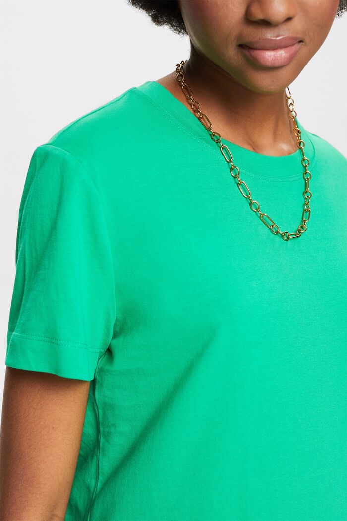 Katoenen T-shirt met ronde hals, GREEN, detail image number 3