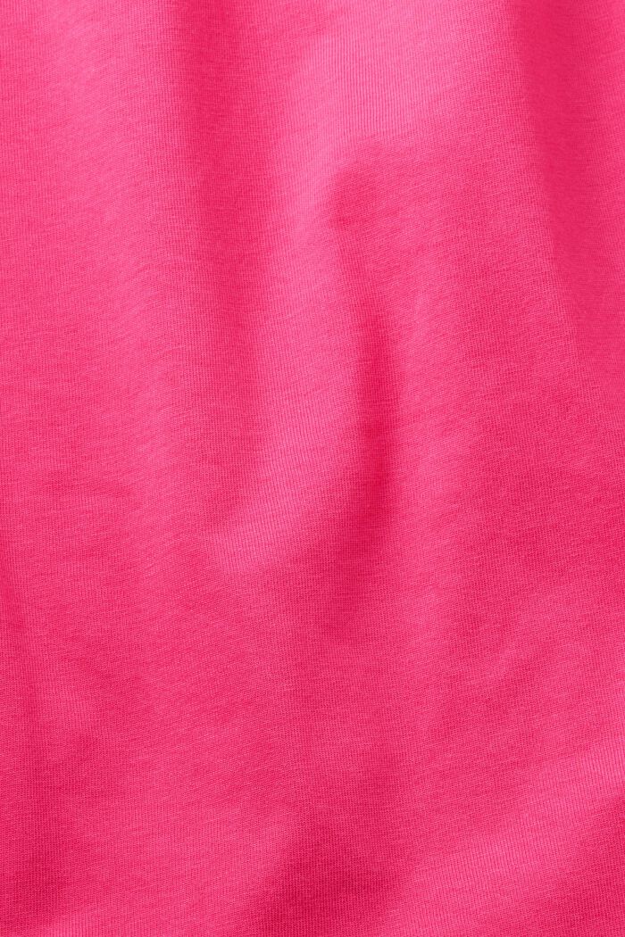 T-shirt à imprimé à fleurs sur la poitrine, PINK FUCHSIA, detail image number 4