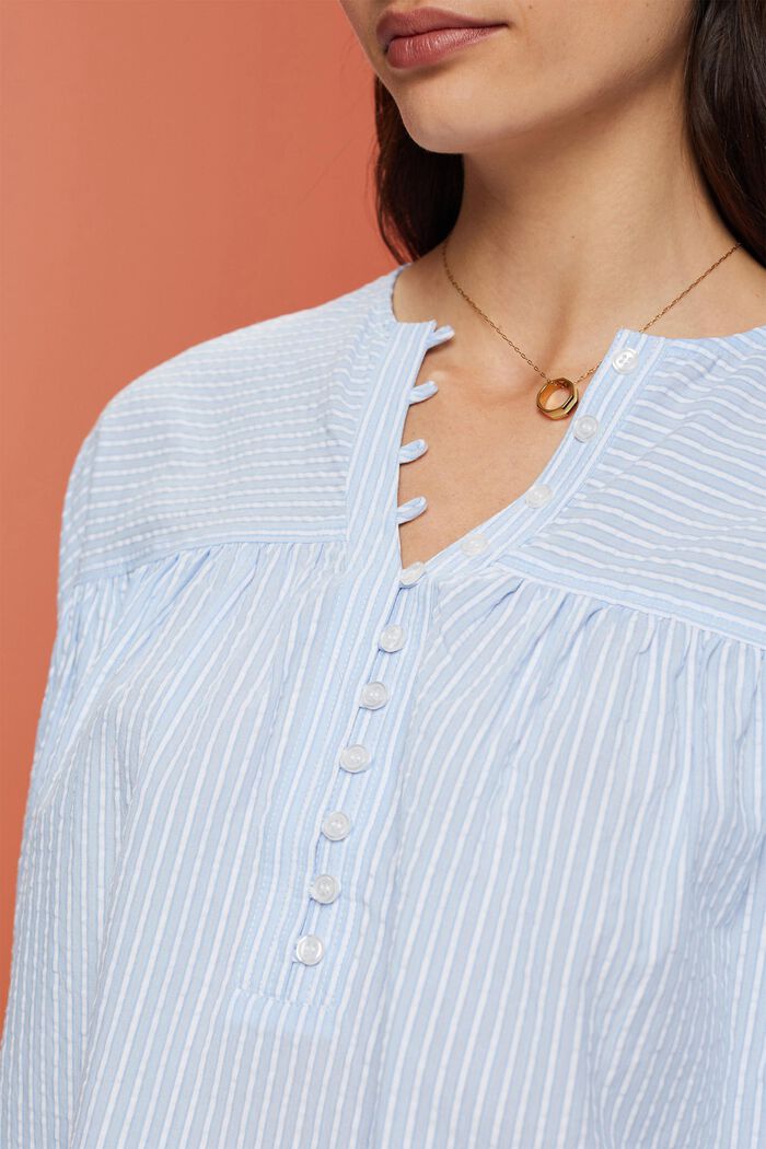 Gestructureerde blouse met korte mouwen, LIGHT BLUE, detail image number 2