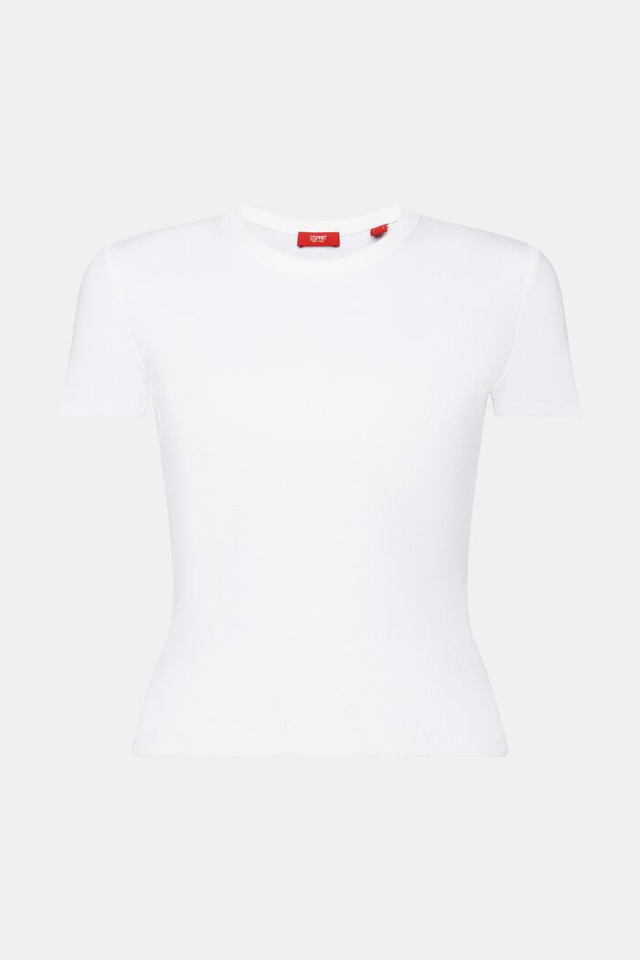 T-shirt van geribde jersey, WHITE, detail image number 6
