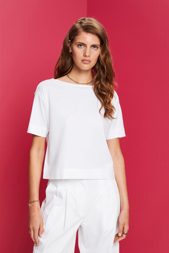 T-shirt de coupe carrée,TENCEL™, WHITE, detail image number 0