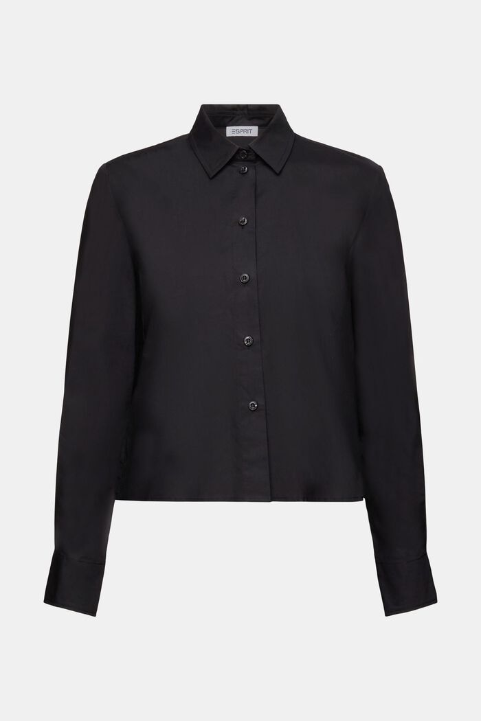 Cropped popeline blouse, BLACK, detail image number 6