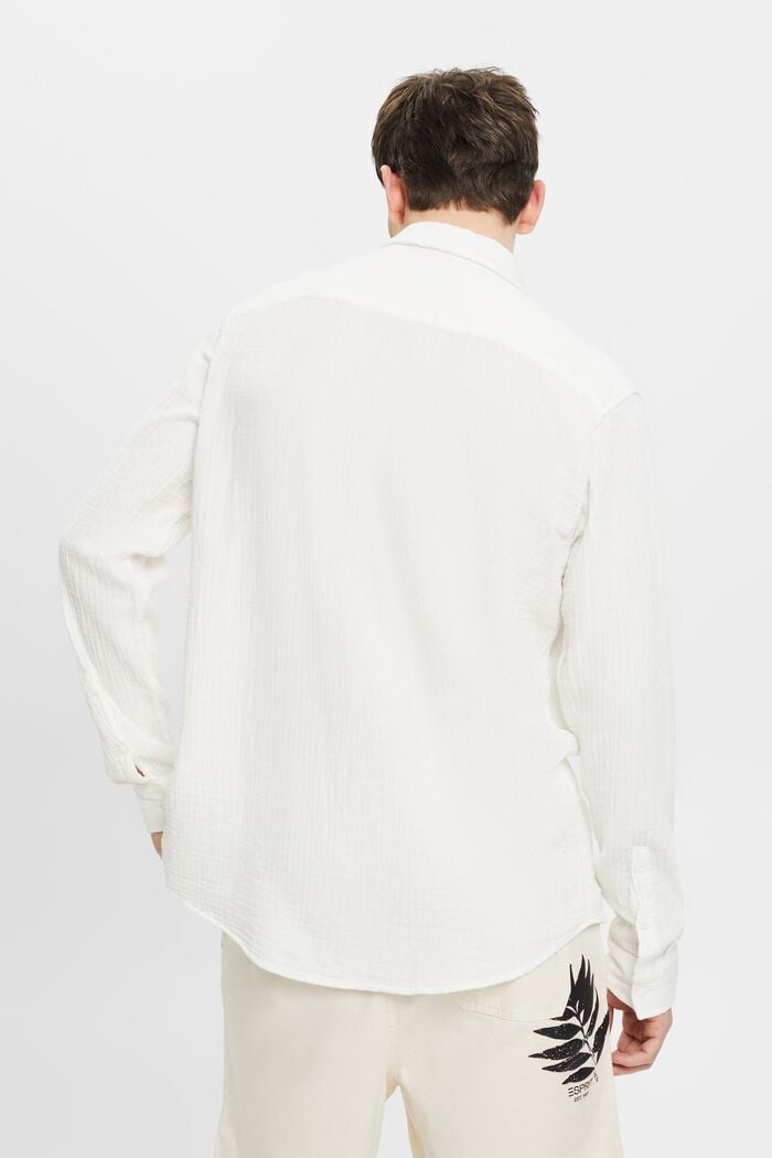 Mousseline overhemd van duurzaam katoen, OFF WHITE, detail image number 3