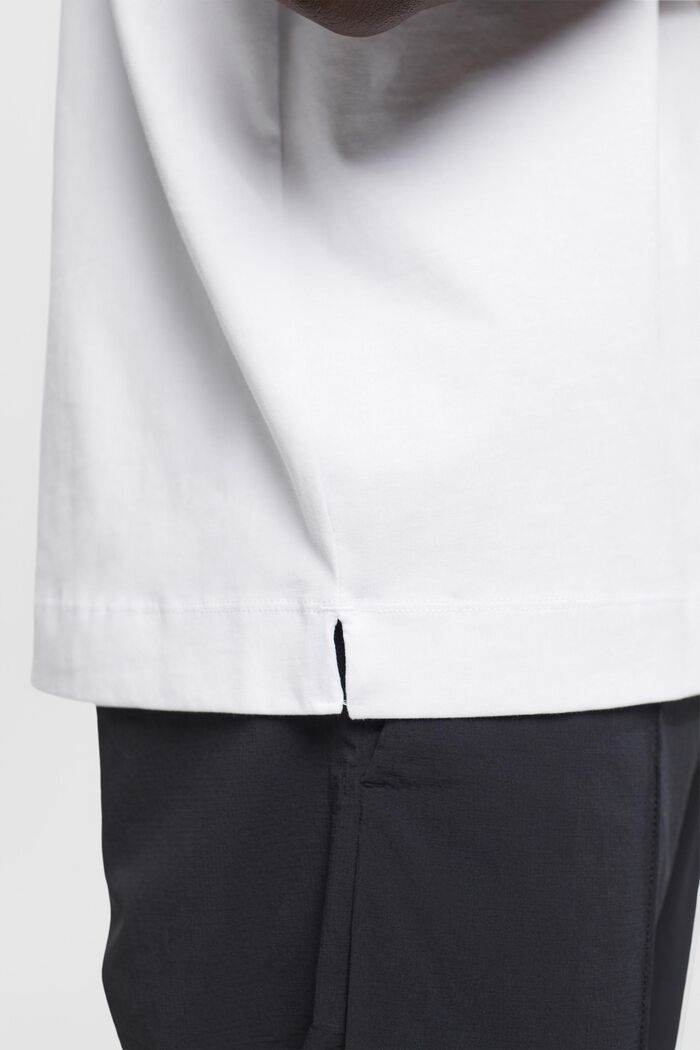 Katoenen T-shirt met print op de borst, WHITE, detail image number 4