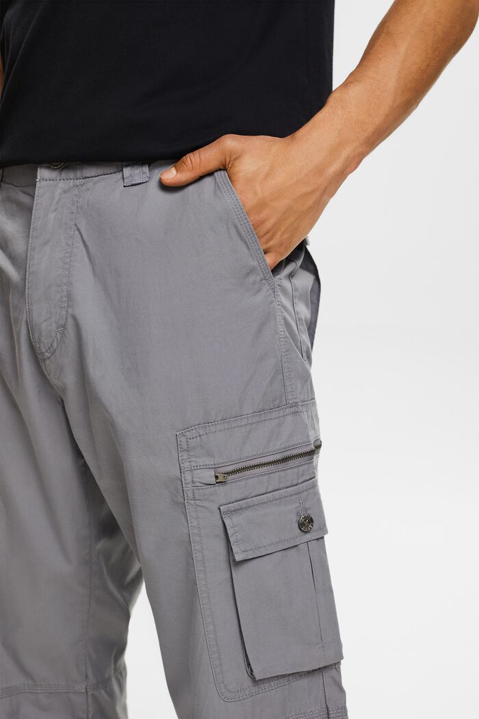 Pantalon cargo de coupe droite en twill, MEDIUM GREY, detail image number 4