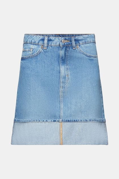 Mini-jupe en jean à taille mi-haute, BLUE LIGHT WASHED, overview