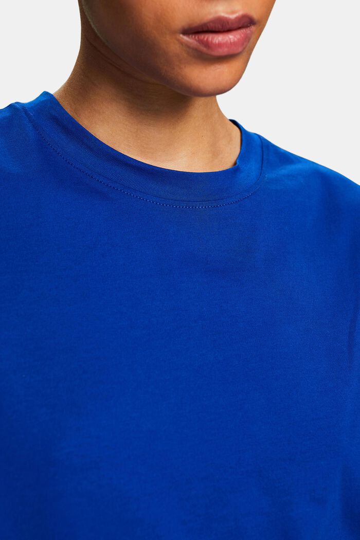T-shirt van pimakatoen met ronde hals, BRIGHT BLUE, detail image number 3