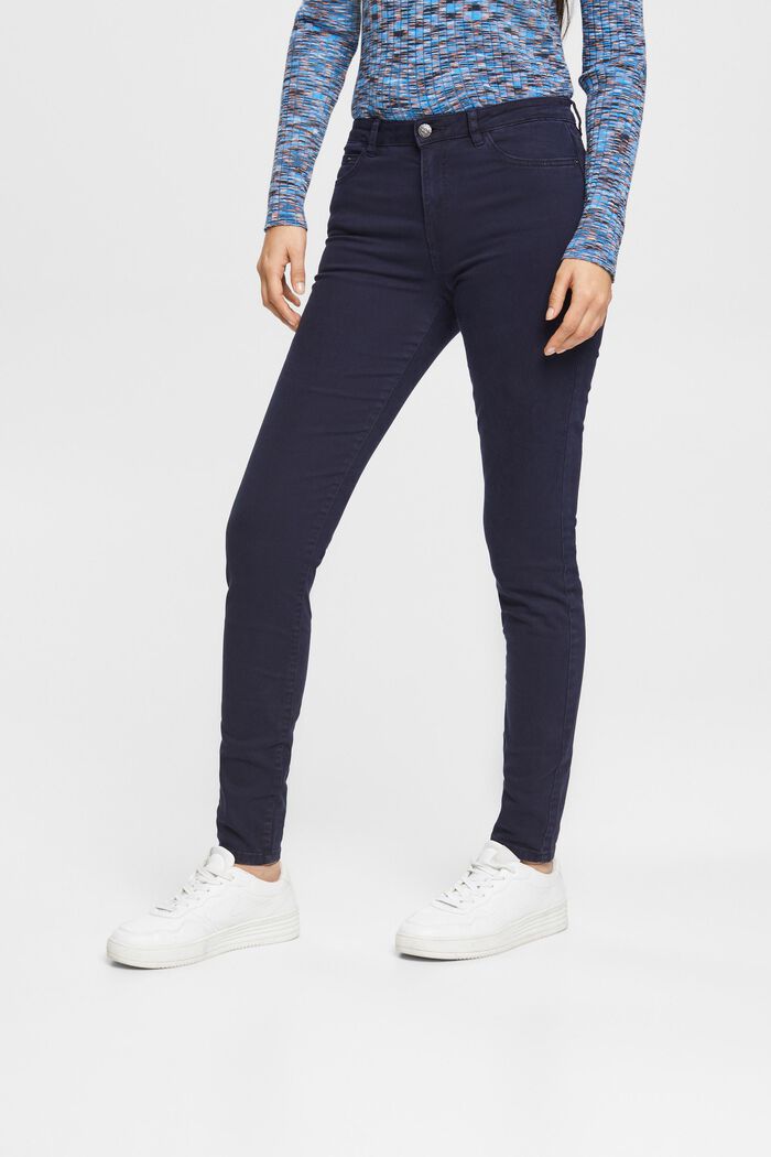 Pantalon taille mi-haute coupe Skinny Fit, NAVY, detail image number 0