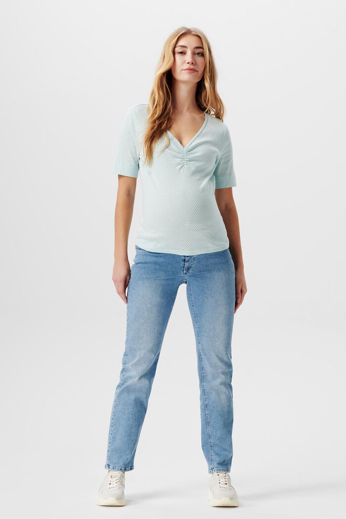 Opengewerkt T-shirt, organic cotton, PASTEL BLUE, detail image number 0