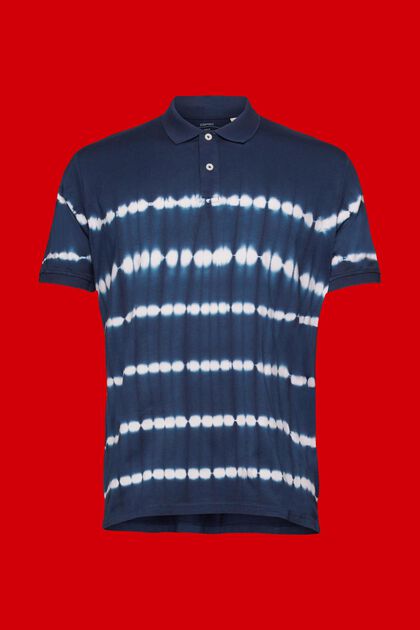 Polo en coton effet tie and dye, NAVY, overview