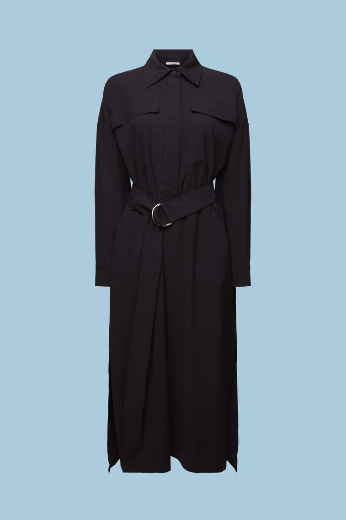 Robe longueur midi de style utilitaire, BLACK, detail image number 6
