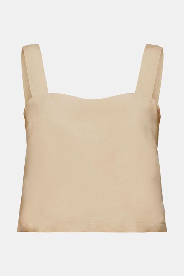 Cropped camisole top, linnenmix, SAND, detail image number 6