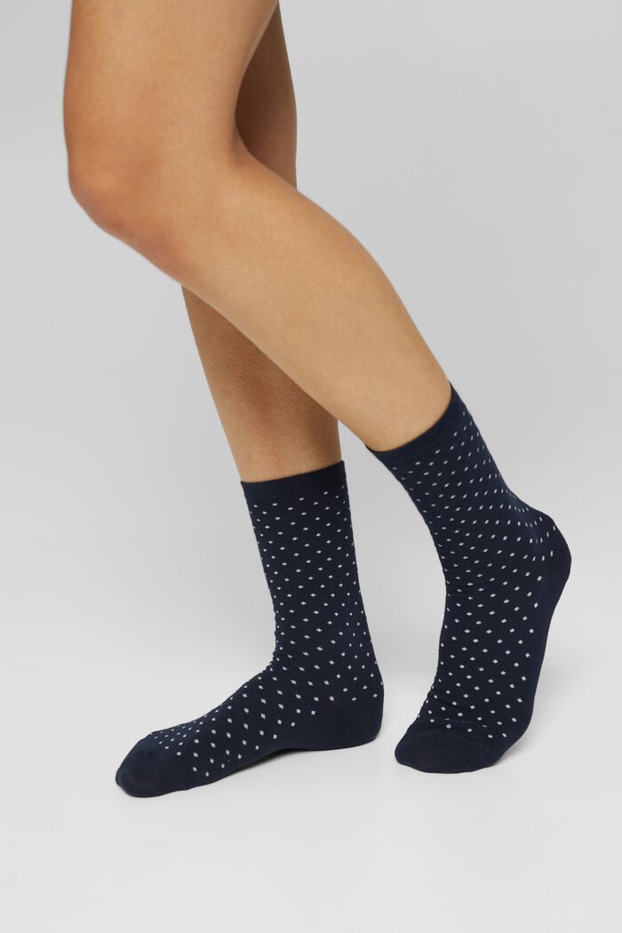 Set van 2 paar sokken met polkadots, MARINE, detail image number 2