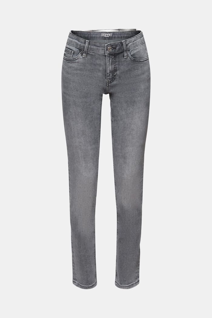 Slim fit jeans met middelhoge taille, GREY MEDIUM WASHED, detail image number 7