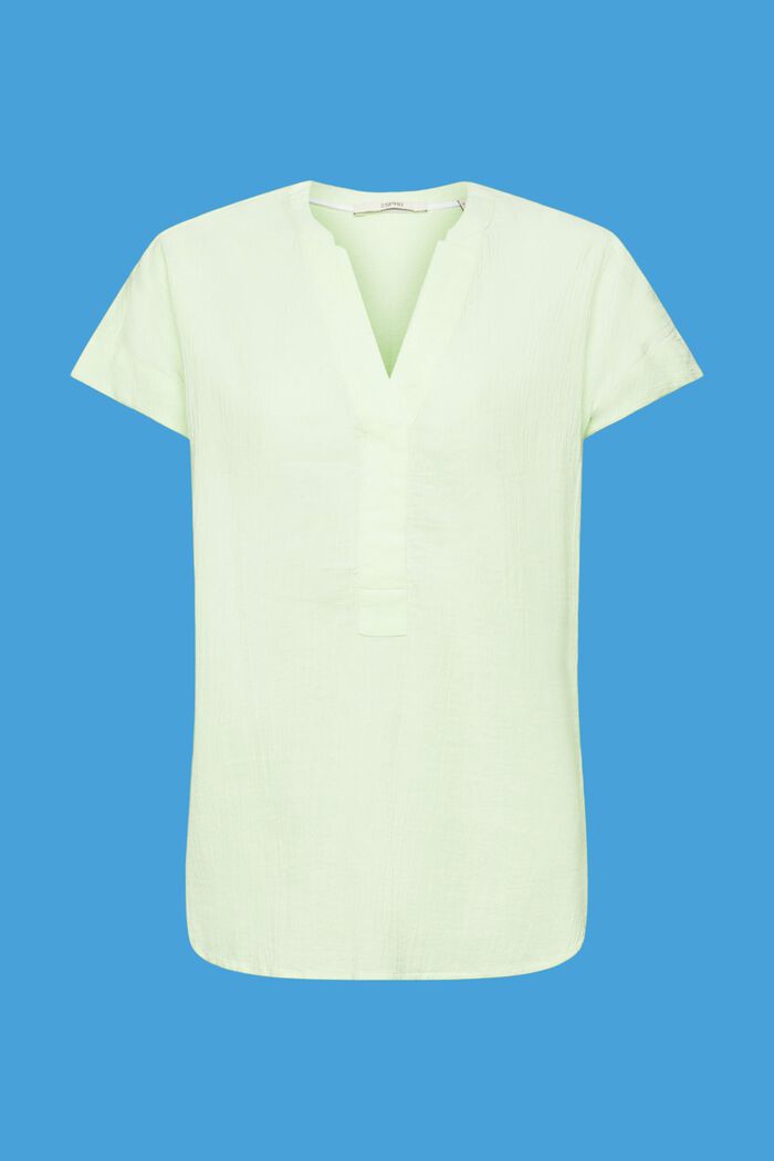 Gestructureerde blouse van katoen, CITRUS GREEN, detail image number 7