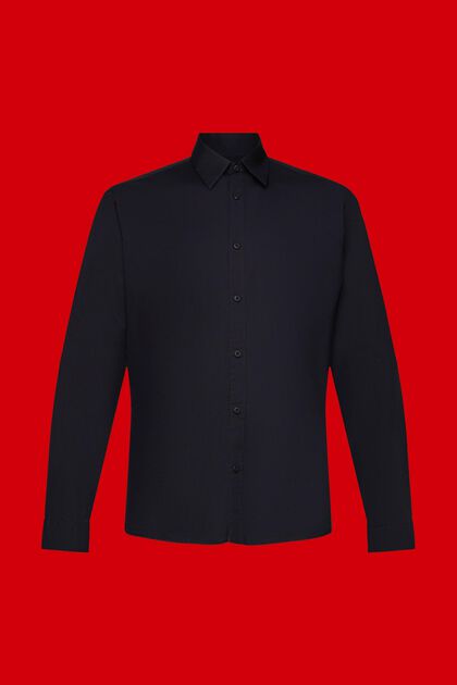 Slim fit katoenen overhemd, BLACK, overview