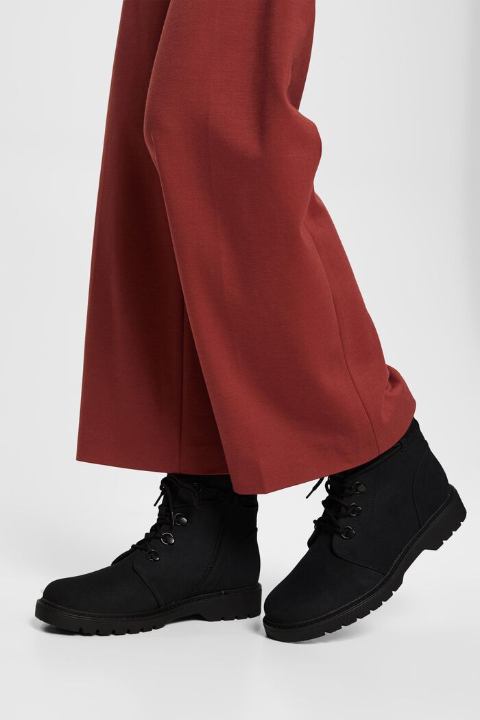 Boots à lacets aspect velours, BLACK, detail image number 1