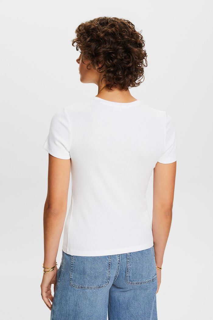 T-shirt van katoen-jersey met ronde hals, WHITE, detail image number 3
