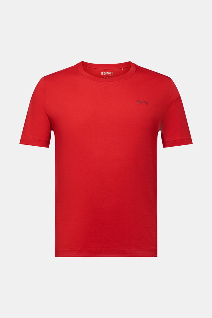 T-shirt van katoen-jersey met logo, DARK RED, detail image number 6
