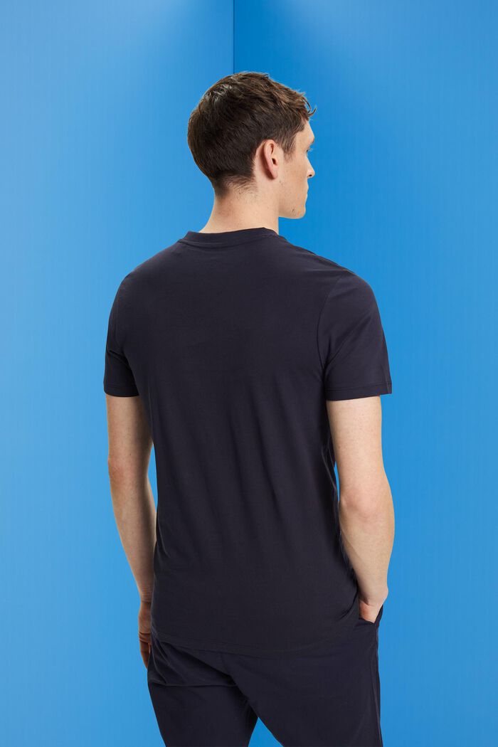 T-shirt en coton à encolure en V de coupe Slim Fit, NAVY, detail image number 3