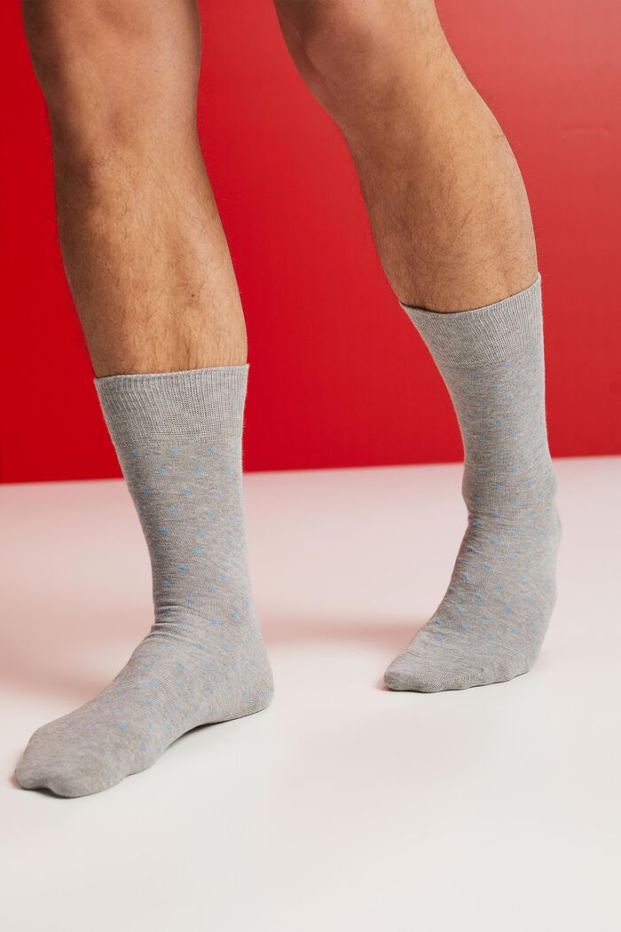 2 paar grofgebreide sokken met stippen, NEW GREY/BLUE, detail image number 1