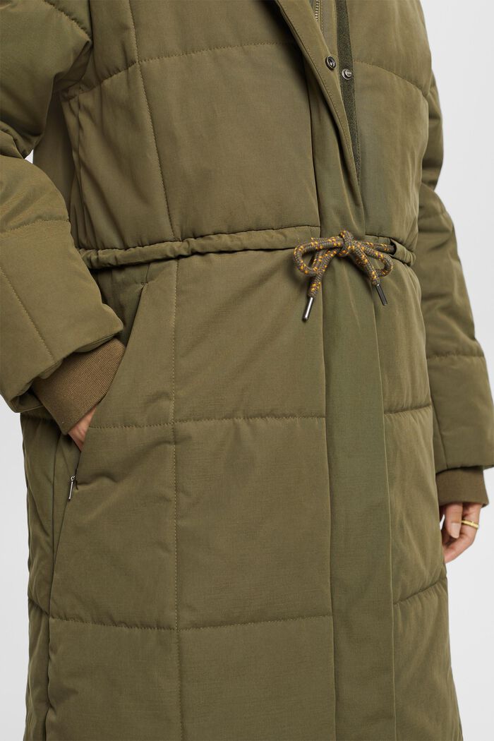 Gerecycled: gewatteerde mantel met voering van fleece, KHAKI GREEN, detail image number 4