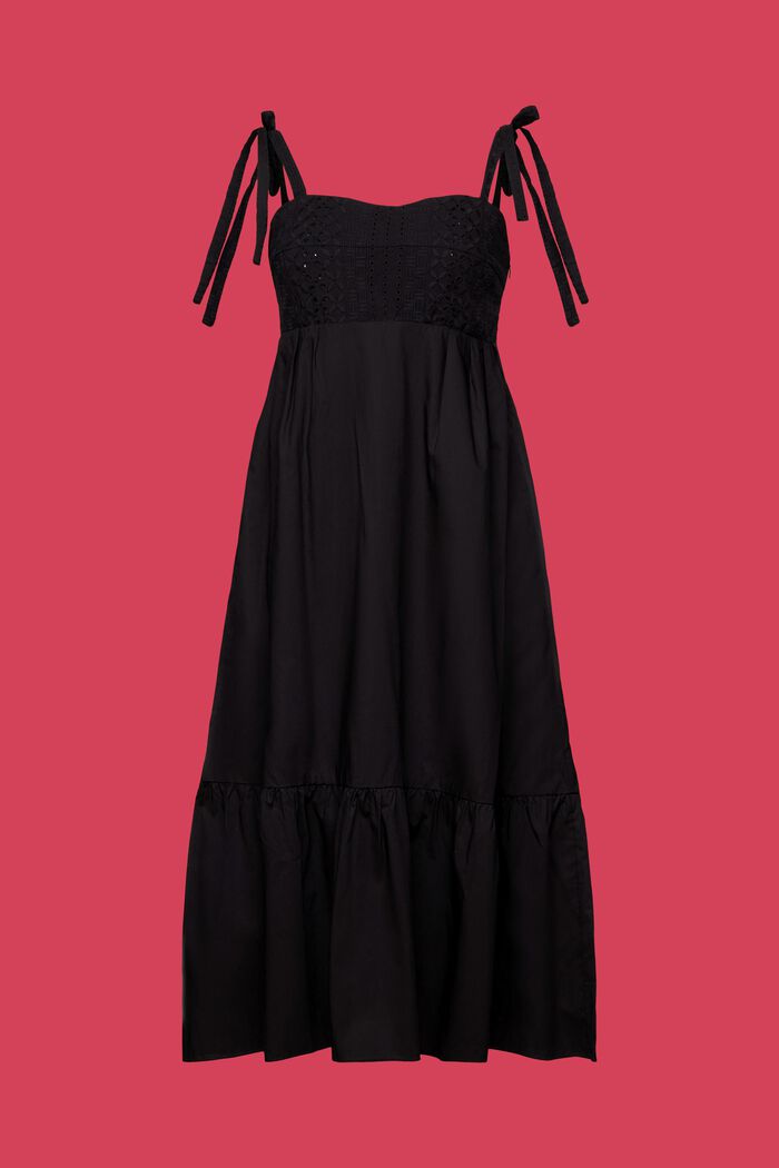 Midi-jurk met borduursel, LENZING™ ECOVERO™, BLACK, detail image number 5